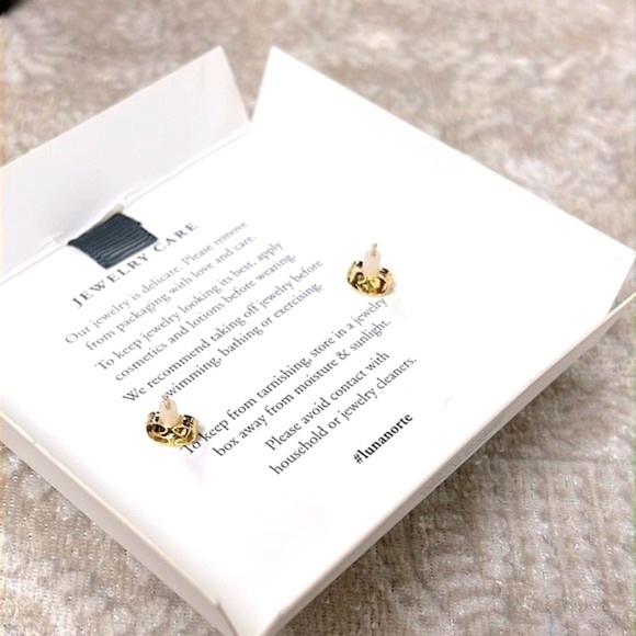 Brand New Luna Norte 14Kt Gold Plated Druzy Quartz Interchangeable Post Earrings - Picture 15 of 16